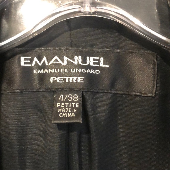 3/4 Emanuel Ungaro Black Genuine Leather Coat - Picture 5 of 8